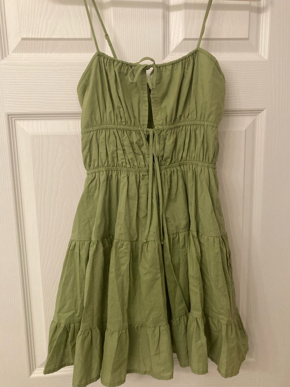 Cotton Candy LA Green Tie-Front Dress with Ruffle Hem size Small NWT